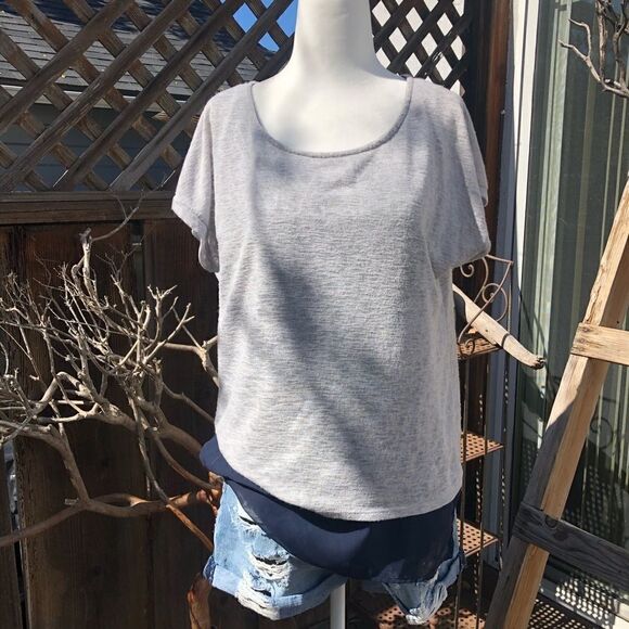 Gibson Grey & Blue Layered Crew Neck T-Shirt - Picture 2 of 7